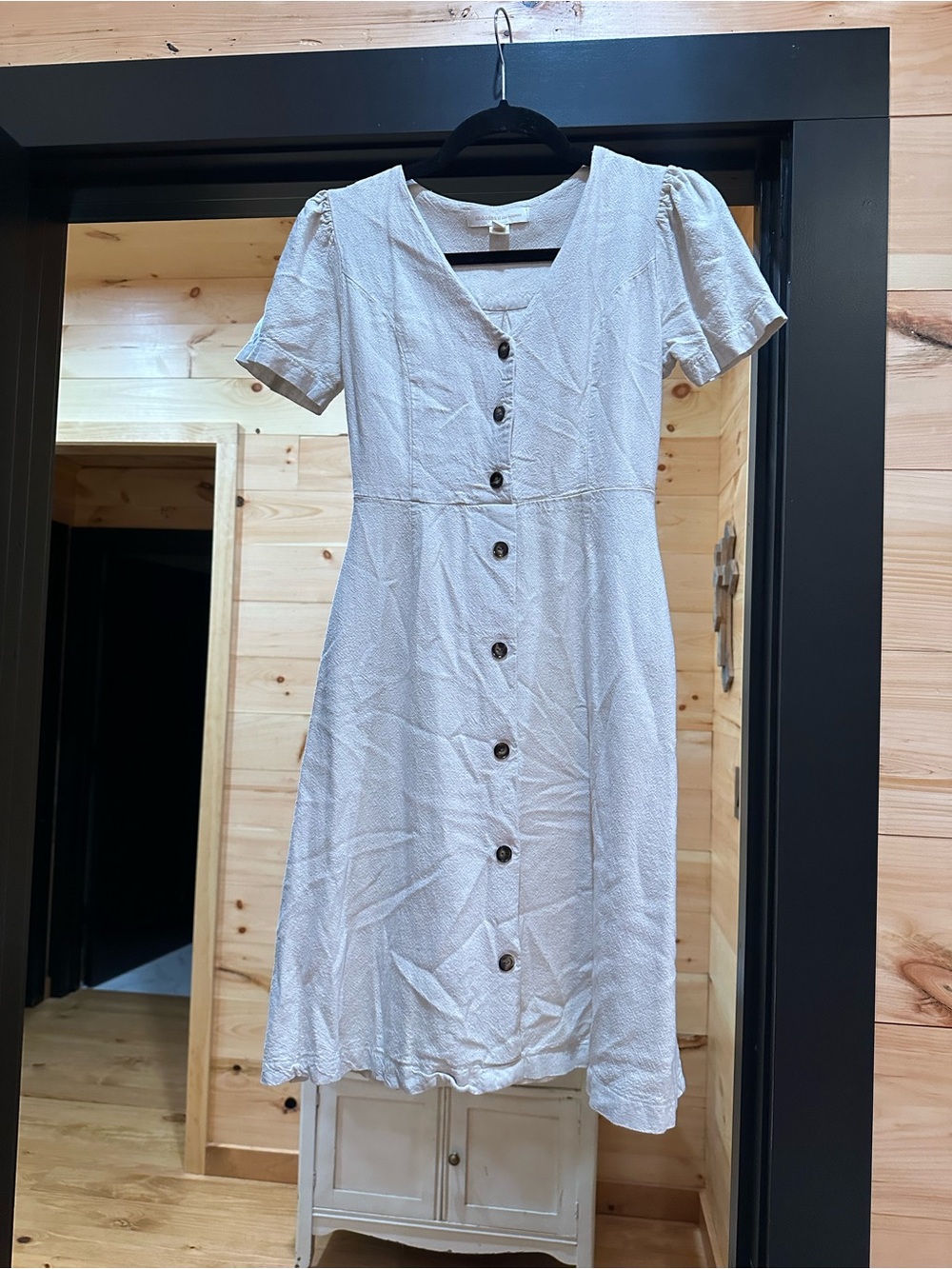 Monteau Tan Button-Down Midi Dress